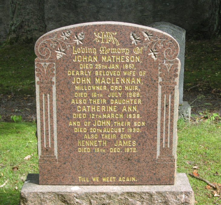 Photo of headstones/John MacLennan d1957 hdstn Urray West